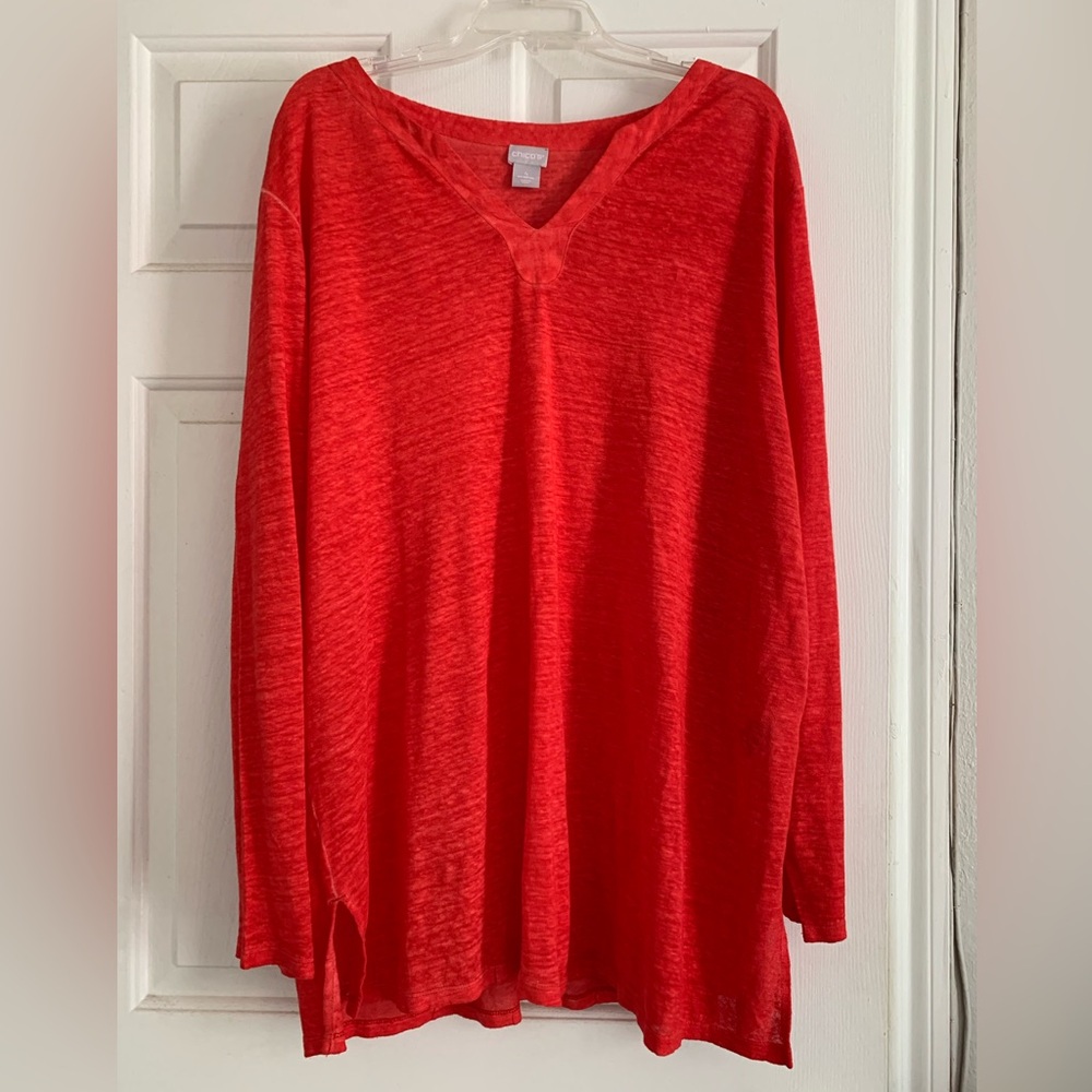 Chico’s 100% Linen V-Neck Blouse